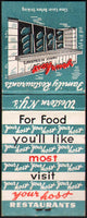 Vintage full matchbook YOUR HOST FAMILY RESTAURANTS entrance Western New York