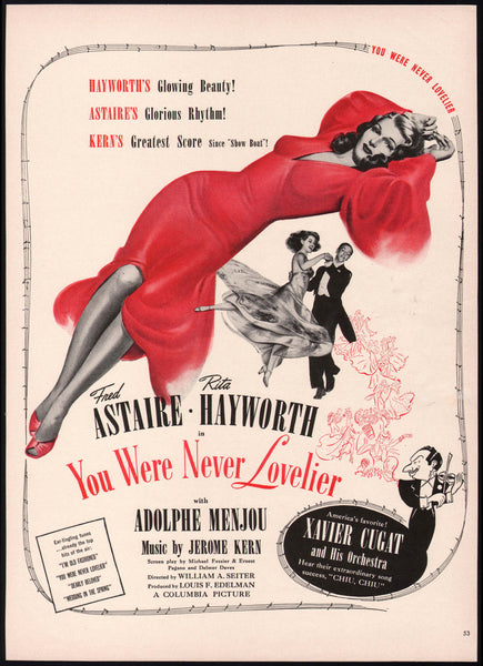 Vintage magazine ad YOU WERE NEVER LOVELIER movie 1942 Fred Astaire Rita Hayworth