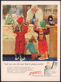 Vintage magazine ad ZIPPO LIGHTER 1955 Dwyer art boys buying Christmas gift