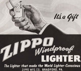 Vintage magazine ad ZIPPO WINDPROOF LIGHTER from 1946 hand holding lighter pictured
